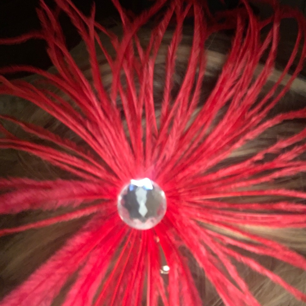 Hot pink feather hair clip